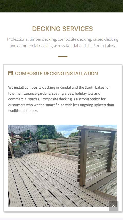 JH Landscaping and Groundworks website displayed on a mobile phone
