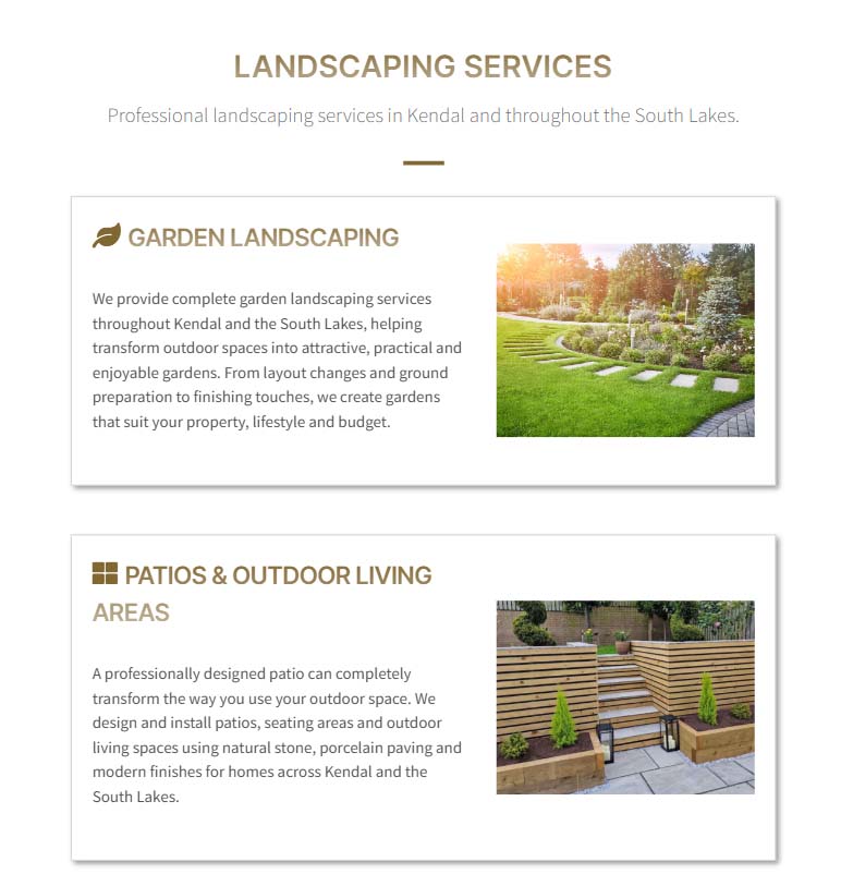 JH Landscaping and Groundworks website homepage