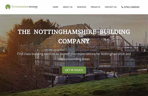 Nottinghamshire Building Company website build web design Macclesfield by Primal42