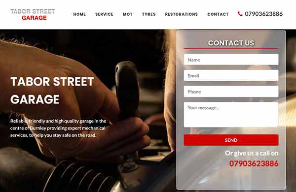 Tabor Street Garage Burnley website homepage web design Blackburn by primal42