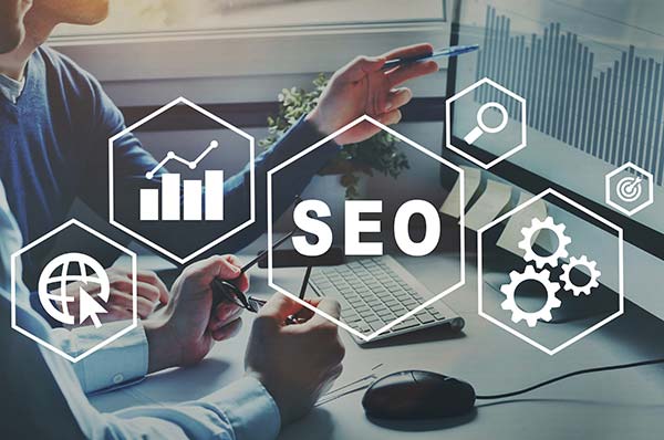 Local SEO Blackpool seo factors with office background